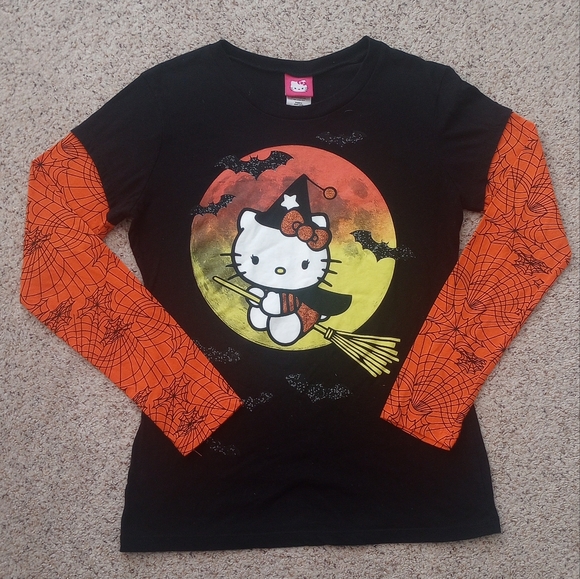 Hello Kitty Tops - Hello Kitty Halloween Shirt Witch Spooky October Spider Webs